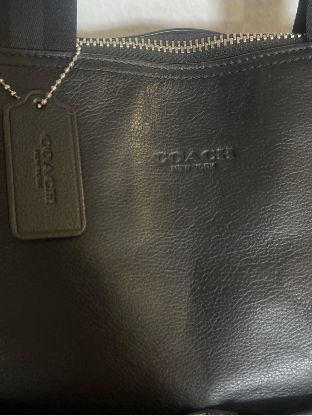COACH LEATHER CHARLES FOLDOVER TOTE BAG UNISEX  BLACK - Picture 4 of 16